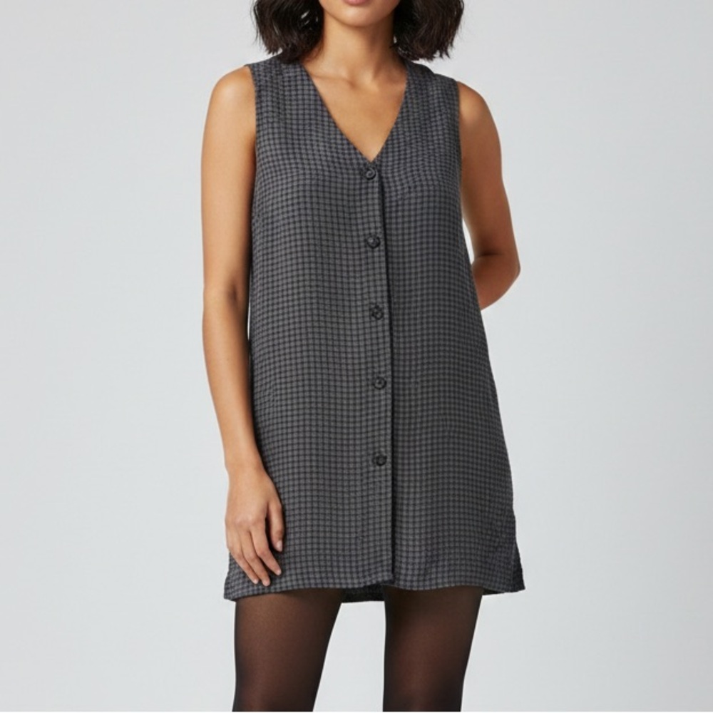 Pursuits Checkered Sleeveless Button-Down Mini Dress‎ Women’s Size Small